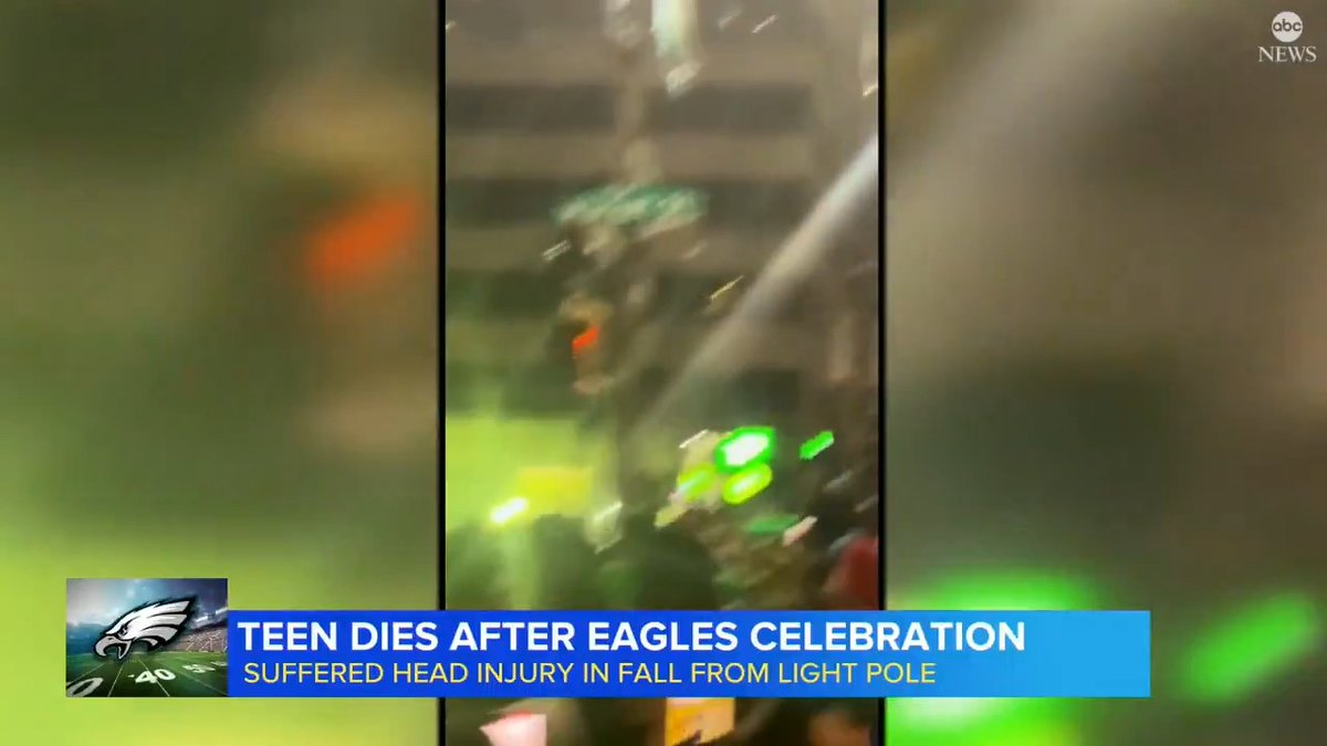 An 18-year-old man who was celebrating the Philadelphia Eagles victory over the Washington Commanders in the NFC championship game on Sunday has died after he fell from a light pole during the celebrations, officials said. Read more: