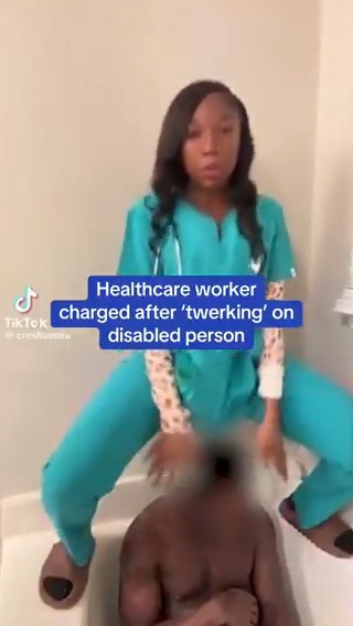 Healthcare worker in arrested and charged after 'twerking' on disabled person.