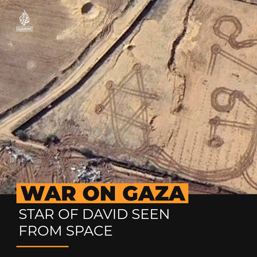 Satellite images show the Star of David carved into Gaza reportedly by Israeli tanks, but it’s not the first time Israel's military has left symbols across the enclave ⤵️