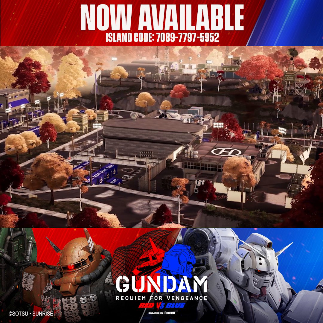 Eliminate your foes and power those Mobile Suits! Their deployment is crucial to taking out the enemy’s infantry. Are you ready to join the fight? Use island code: 7089-7797-5952 to play Map 1 and Map 2! #Gundam #RequiemforVengeance #NetflixGundam