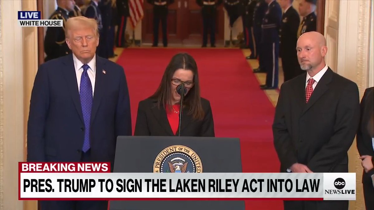 "Our hope moving forward is that her life saves lives." Laken Riley's mother shared remarks about her daughter as Pres. Trump signs the Laken Riley Act into law.