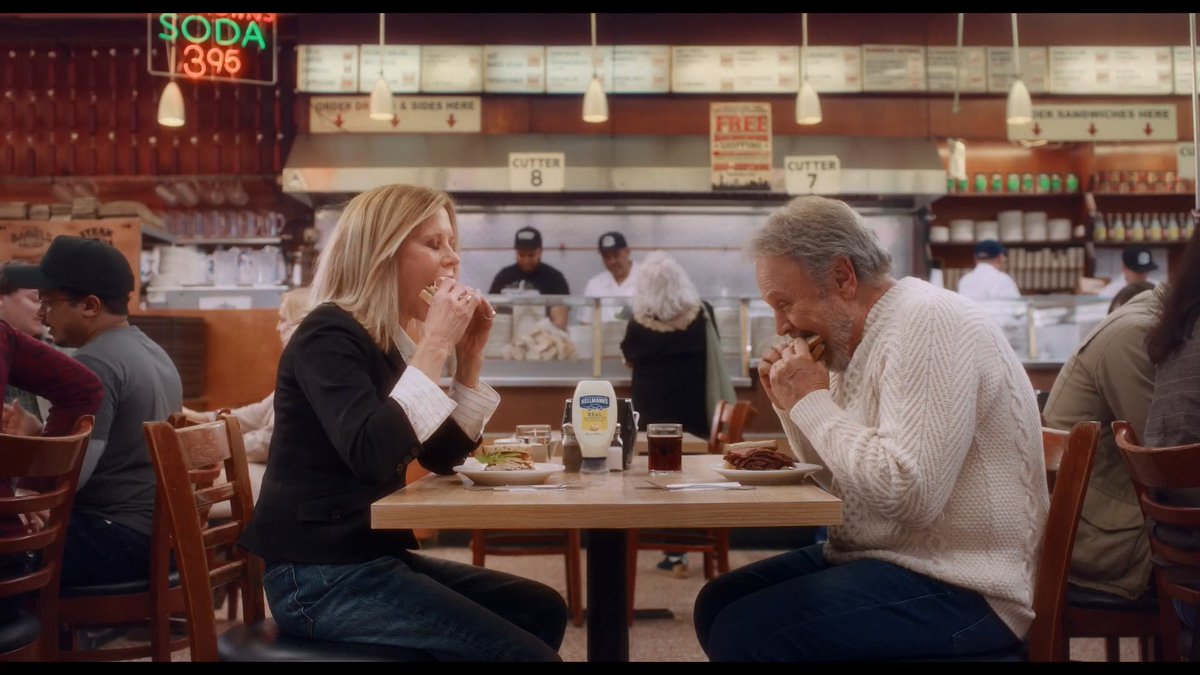 This is awesome! Billy Crystal and Meg Ryan reunite at Katz Deli for a Hellman's Super Bowl commercial. 😂😂 #whenharrymetsally