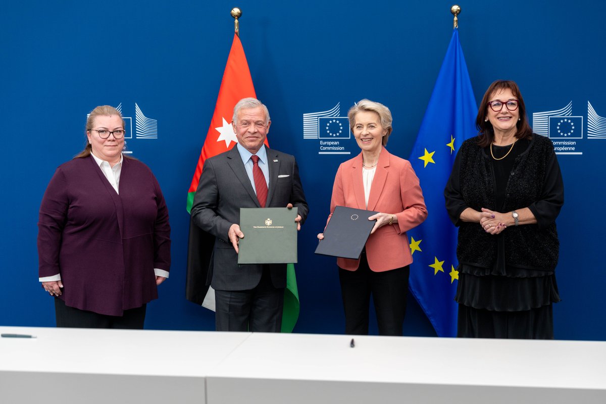 Jordan and the EU marked a new milestone by launching a strategic and comprehensive partnership. Grateful to European Parliament President Metsola, Council President Costa, and Commission President von der Leyen. We will continue working with you in pursuit of regional stability
