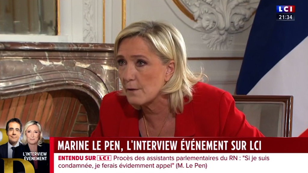 🇫🇷 « Votre propos est raciste ». Juger les gens en fonction de la couleur de leur peau, « c'est la vision de la gauche, ce n'est pas la mienne, ni celle de la France », affirme Marine Le Pen.