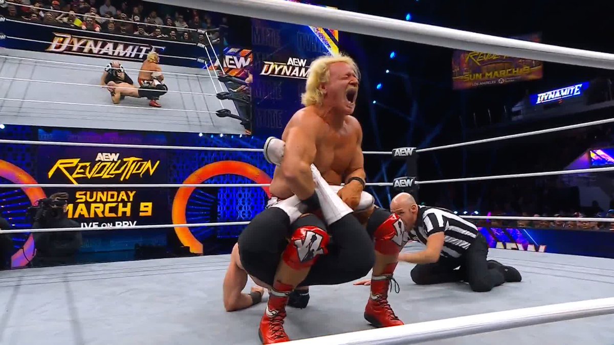 Jon Moxley behind the referee's back! Watch #AEWDynamite LIVE on TBS Network & @SportsOnMax Jeff Jarrett | Swiss | YUTA | Jon Moxley