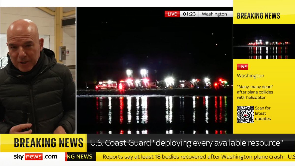 'After that news conference hope is very much lower, if not all but extinguished for the 64 on board' James Matthews reports from Reagan National Airport in Washington DC after an American Airlines passenger jet collided with a military helicopter.