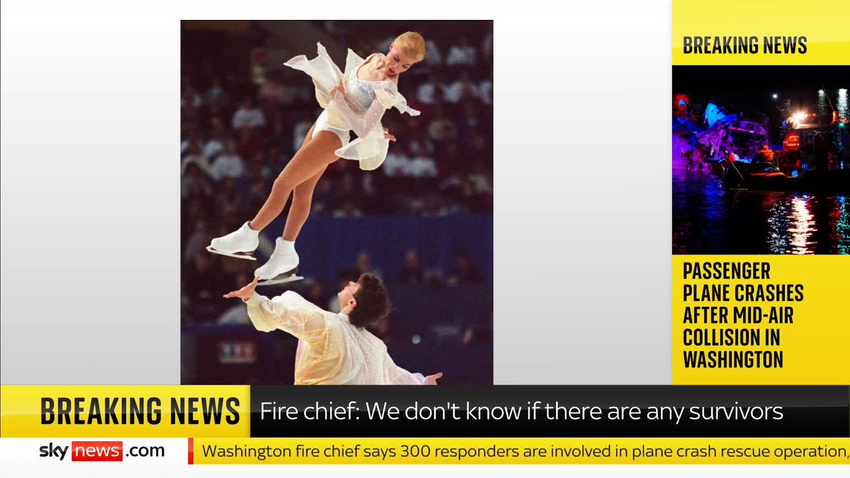 According to the Tass news agency in Russia, two Russian figure skaters were on board the plane that crashed in Washington DC. Yevgenia Shishkova and Vadim Naumov, who were married, won the 1994 world championships. 📺 Sky 501