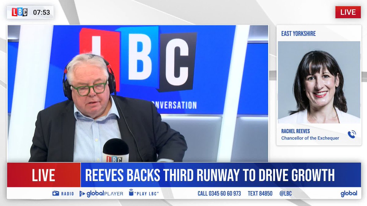 “We haven’t built a new runway in Britain since the 1940s, we can’t carry on like this.” Rachel Reeves tells Nick Ferrari the country would be ‘missing out’ without a third runway at Heathrow.