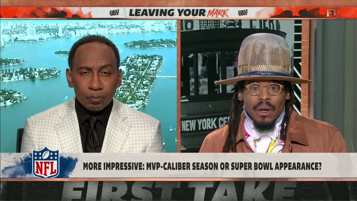 Stephen A. Smith: "Cam, if you could give back that league MVP for a Super Bowl championship, would you do it?" Cam Newton: "No." 👀
