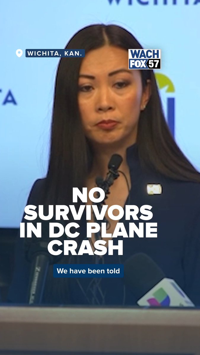 In an emotional moment, Mayor of Wichita, Kansas, Lily Wu has shared that there are no survivors following a collision in Washington, D.C., between a plane departing from Wichita and a helicopter. Full story: