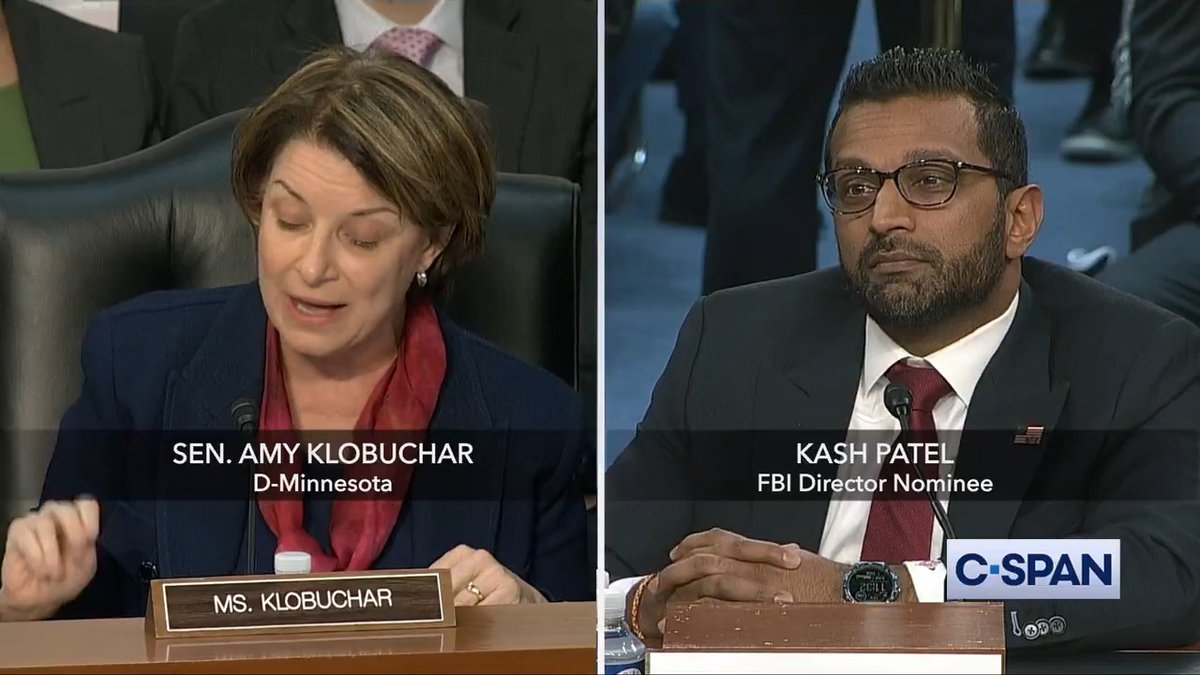 "Could he just answer the question? If he said that the FBI headquarters...should be shut down and opened as a deep state as a museum." Heated exchange between Senator Amy Klobuchar (D-MN) and FBI Director nominee Kash Patel over his previous comments on various subjects.
