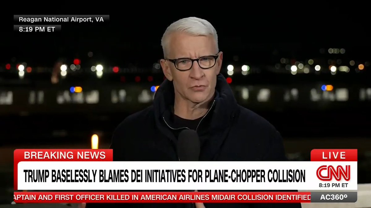 President Trump took the moment of tragedy and grief after the deadly plane-chopper collision and baselessy blames DEI discussion about diversity hiring. a fact-check just ahead.