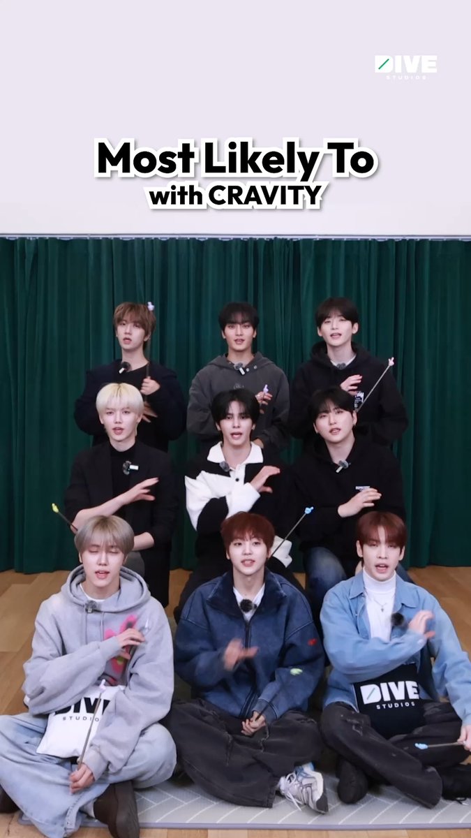 CRAVITY plays who’s MOST LIKELY TO! CRAVITY OFFICIAL #CRAVITY #SERIM #ALLEN #JUNGMO #WOOBIN #WONJIN #MINHEE #HYEONGJUN #TAEYOUNG #SEONGMIN #DIVEStudios