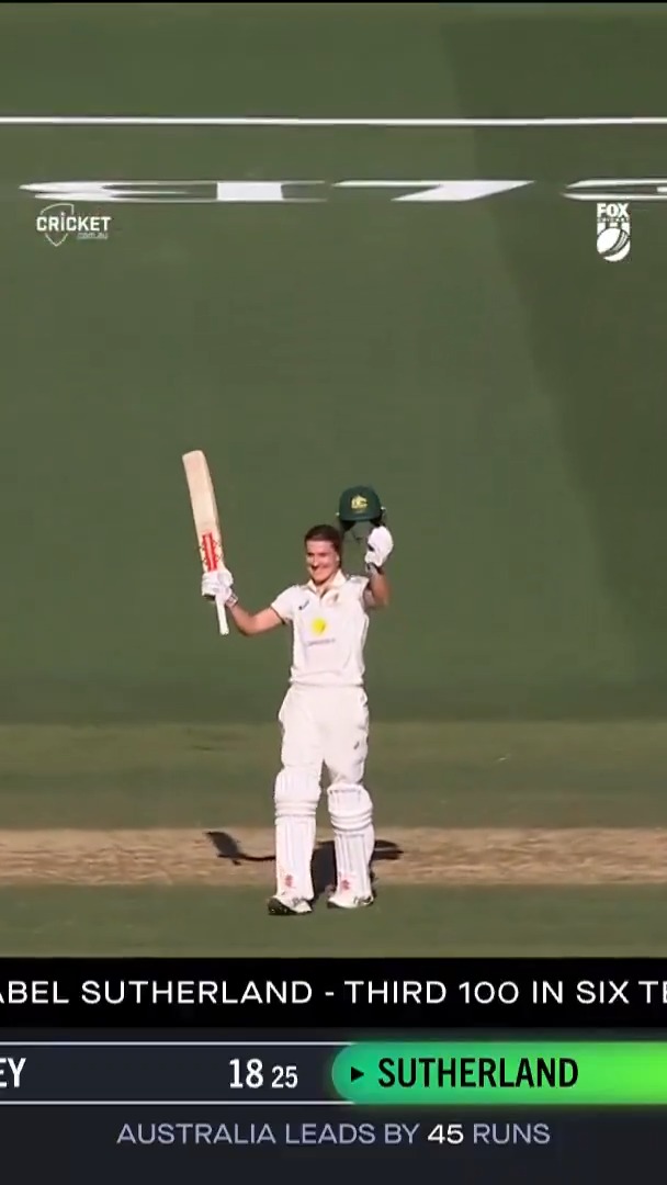 Annabel Sutherland loves Test cricket 😍 The hometown star brings up another century in whites with a boundary HCLTech #PlayoftheDay #Ashes