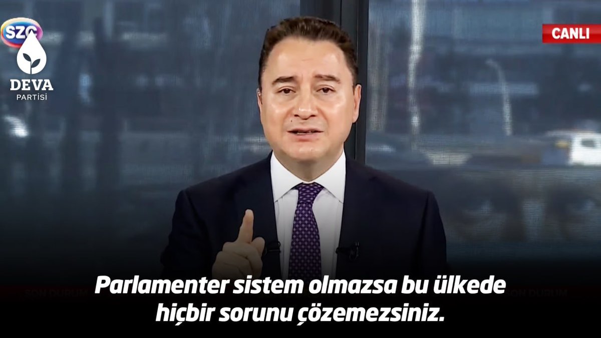 Ali Babacan: "Biz DEVA Partisi olarak 5 yıldır 'Parlamenter sistem olmazsa bu ülkede hiçbir sorunu çözemezsiniz' diyoruz. Türkiye'nin bir an önce güçlendirilmiş bir parlamenter sistemle yönetilmesi gerekiyor."