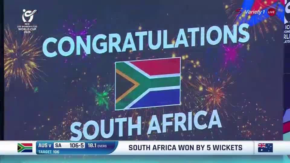 The winning moment for the South African U19 Women's team 🙌🇿🇦 #HereForHer #U19WorldCup