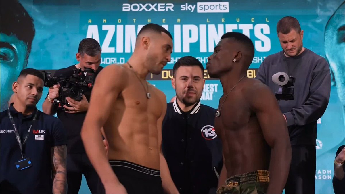 TENSE FACE-OFF! ๐ค ๐ค Callum Simpson vs Elvis Ahorgah ๐ค #AzimLipinets | Tomorrow, 7pm | Live on Sky Sports
