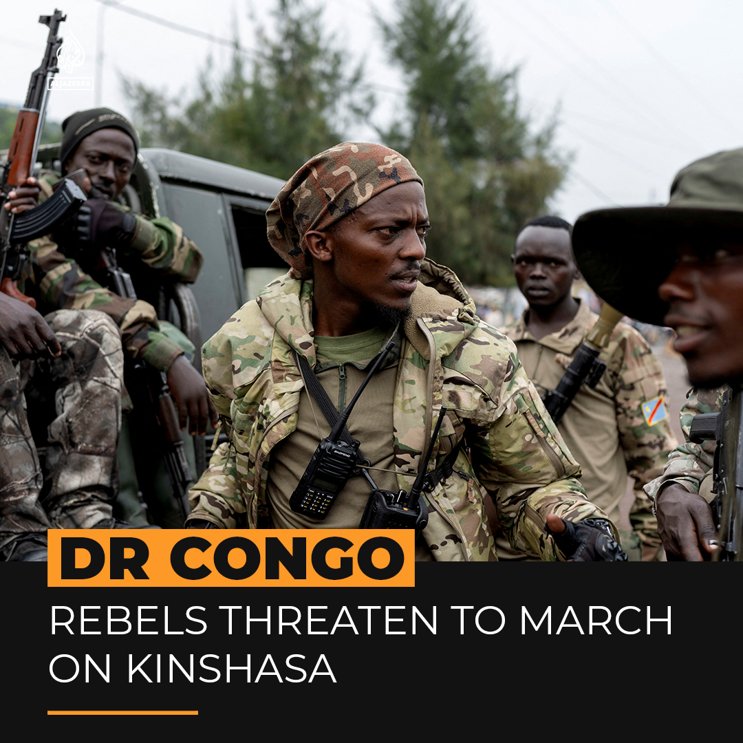 The Rwanda-backed M23 rebels taking over territory in DR Congo have vowed to continue their fight all the way to the capital Kinshasa, where the country’s president has called for new recruits in the battle against them.