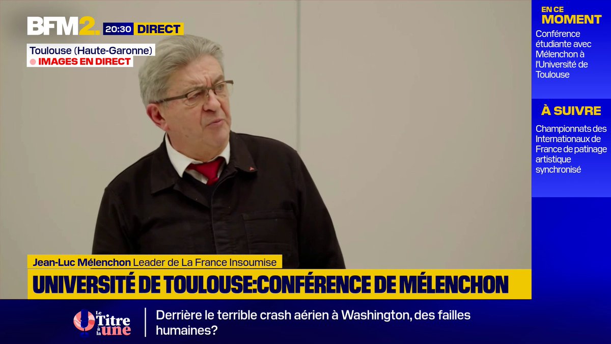 💬"Parce que quand vous présentez des lignes rouges [...] pour aller négocier avec M. Bayrou du Budget de l'État, pas un d'entre vous ne pense à mettre en n°1 ceux qui n'ont rien" Jean-Luc Mélenchon, tacle les différents partis face aux étudiants de Toulouse