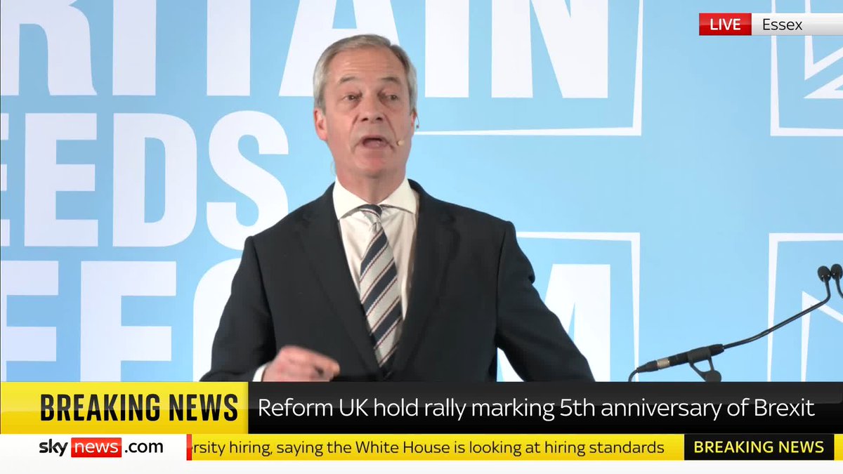 Speaking at the Reform UK rally, leader of the party Nigel Farage says 'something remarkable is happening in our country' backing his party to win in the next general election 📺 Sky 501, Virgin 602, Freeview 233 and YouTube