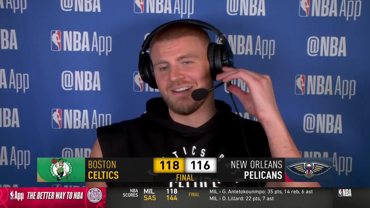 "I've been the most efficient, I think, post player in the last, I don't know, 2-3 years." 😤 Kristaps Porziņģis reflects on the evolution of his game, going from Dallas to Boston. ☘️ (Dennis 3D Scott)