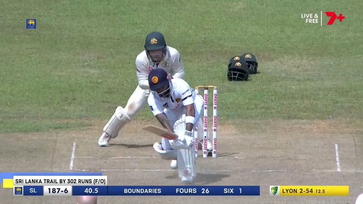 Australia three wickets away in Galle! Carey does juuuust enough to complete the stumping 😅 #SLvAUS