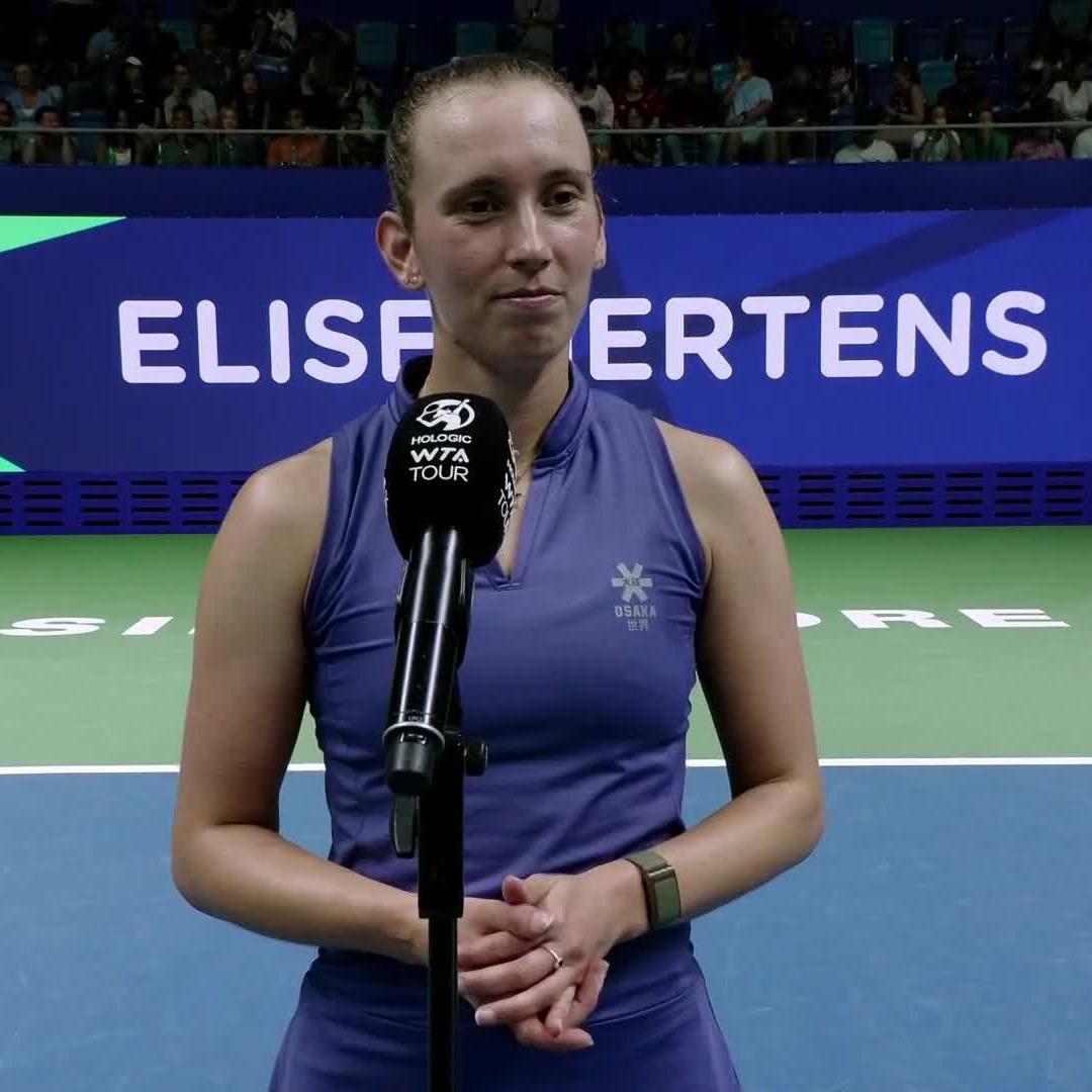 His signature moment, literally 😆 Elise Mertens | #SgTennisOpen