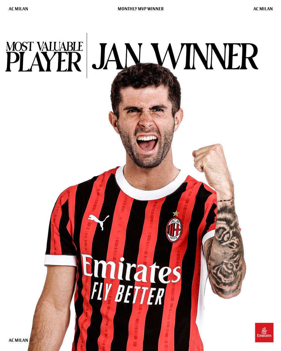 🥁 Chosen by popular acclaim, Christian Pulisic is your MVP for January! 🥇 #SempreMilan | Emirates