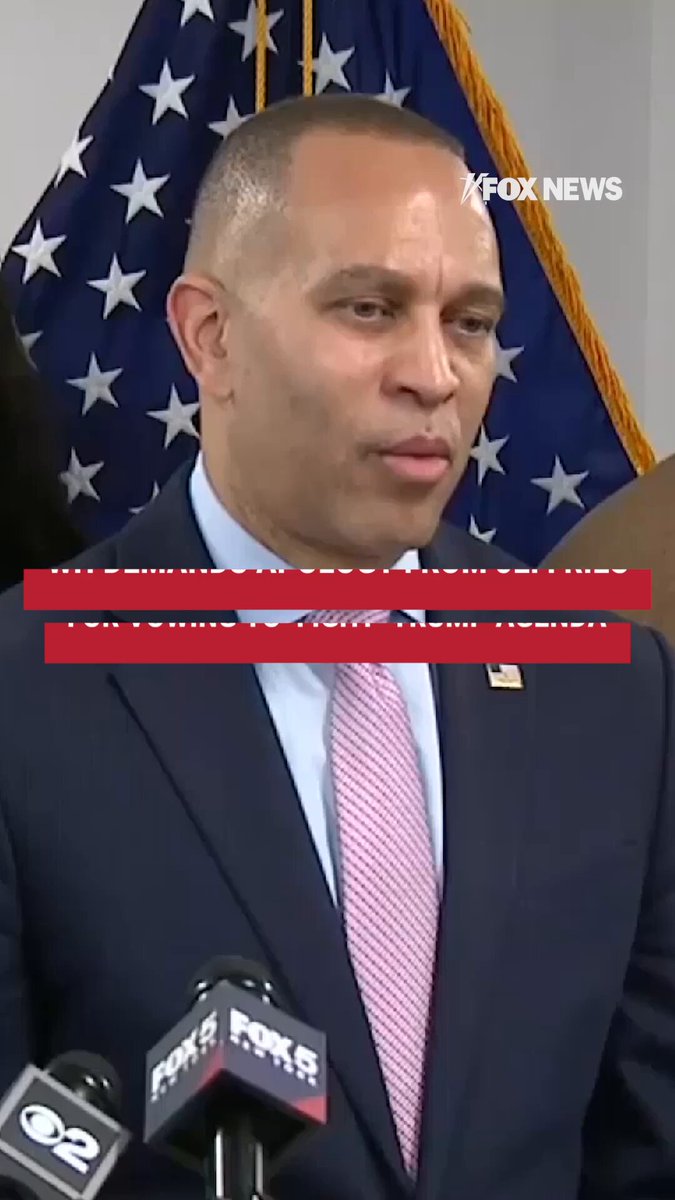'DANGEROUS': The White House is demanding an apology from House Minority Leader Hakeem Jeffries (D-NY) after he pledged to "fight" President Trump's agenda "legislatively... in the courts... in the streets."