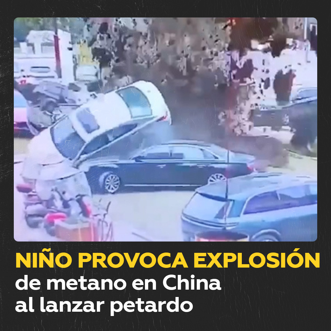 🇨🇳 | Niño provoca explosión de metano en China al lanzar petardo. Una potente explosión se produjo en un estacionamiento en China luego de que un niño arrojara un petardo encendido en una alcantarilla.