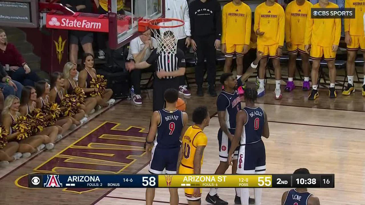 "OH WE GOT A DUNK WEDGIE! IT NEVER HAPPENS!" - Ian Eagle with the Arizona-Arizona State call on CBS 🏀🎙️