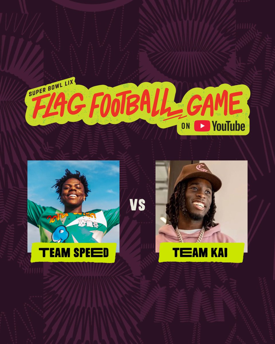 simply put? you do not want to miss this. set a reminder to watch the Super Bowl Flag Football Game on YouTube: