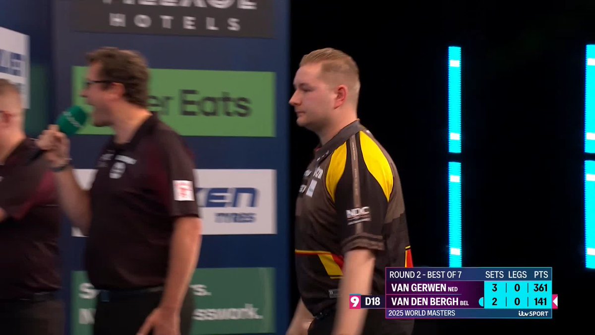 DIMI DOES THE NINE-DARTER! 🔥 DARTING PERFECTION FROM DIMITRI VAN DEN BERGH! The Belgian produces a moment of absolute magic in his last 16 clash against Michael van Gerwen! 📺 #WWMasters