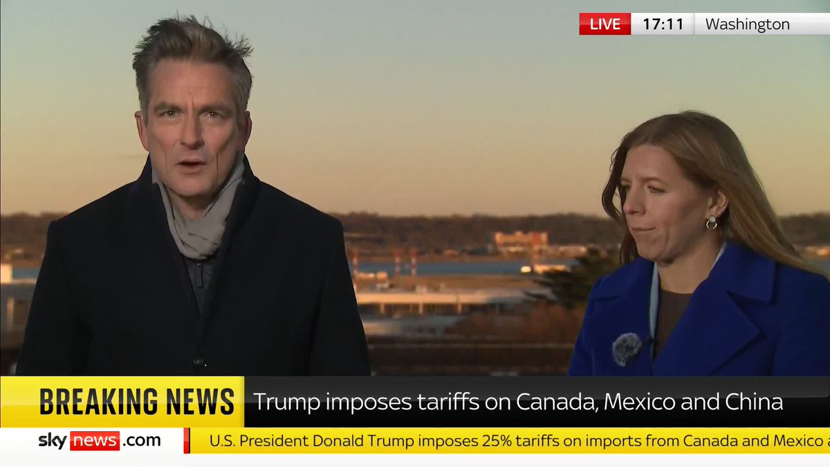 BREAKING: President Trump has signed three separate executive orders enacting tariffs on Canada, Mexico and China. 📺 Sky 501 and YouTube