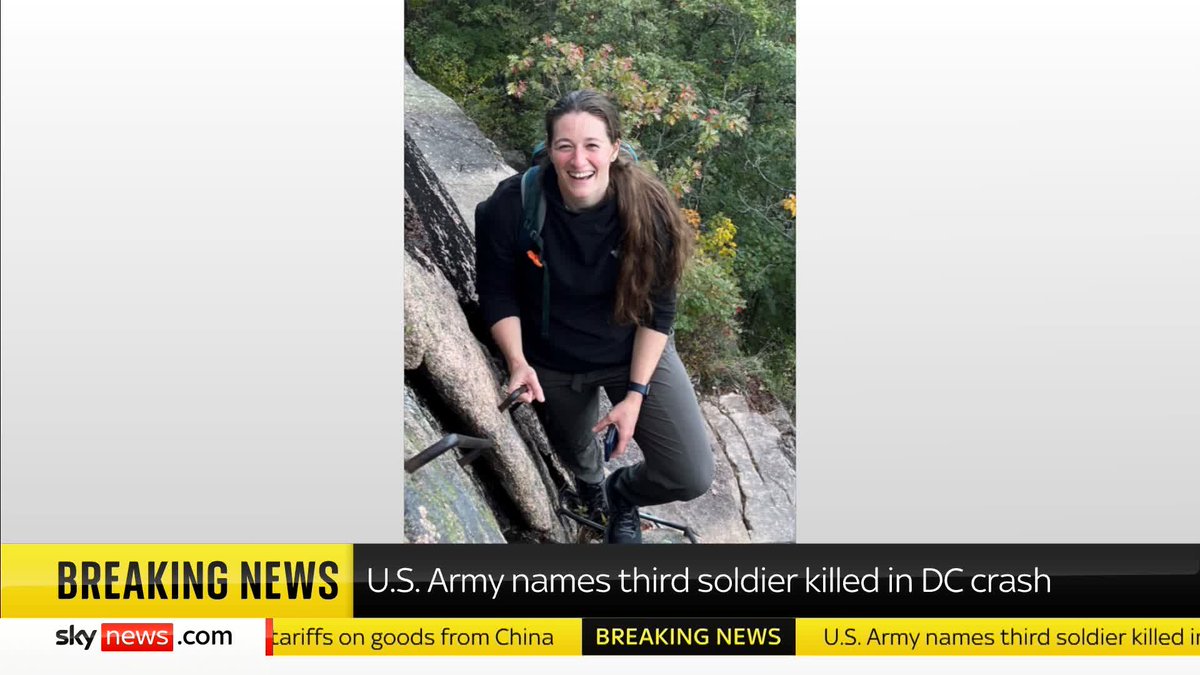 BREAKING: The Army has released the name of the third soldier who died Wednesday when an Army helicopter collided with an American Airlines jet near Reagan National Airport in D.C. as Capt. Rebecca Lobach. 📺 Sky 501 and YouTube