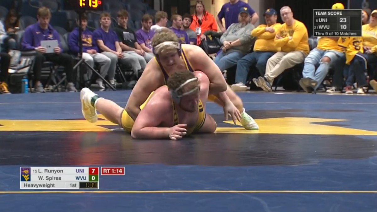 Curtin call for the Cats! 💪 Runyon pins Spires in the first to close out the dual in style! #PantherTrain | #EverLoyal