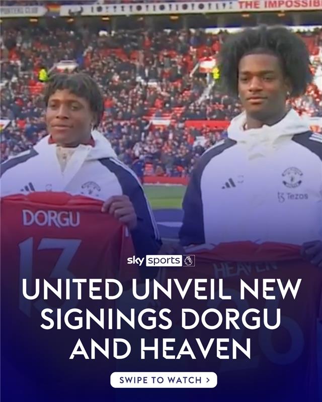 Man Utd unveil their new signings Patrick Dorgu and Ayden Heaven at Old Trafford ahead of their game against Crystal Palace! 🤩🏟️