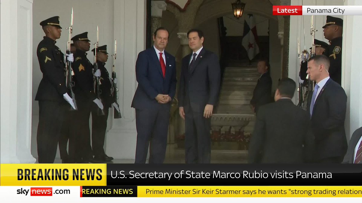 BREAKING: US Secretary of State Marco Rubio visits Panama to meet President José Raúl Mulino amid discussions of ownership of the Panama Canal. 📺 Sky 501, Virgin 602, Freeview 233 and YouTube