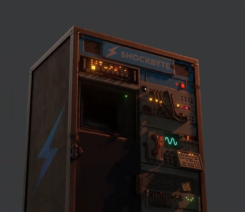 loved working on this toolcupboard skin for Rust. It didn't take that long - creating a greeble sheet to quickly create the many parts. Loved seeing it lit up in Blenders viewport.