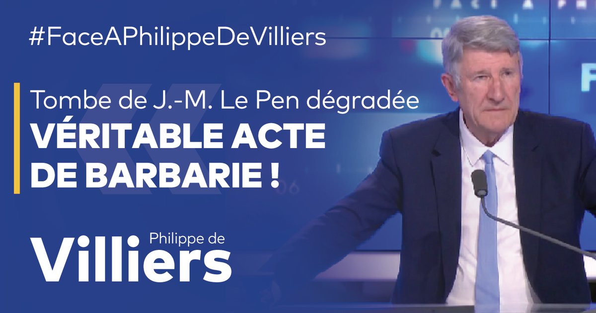 🎙️La dégradation de la tombe de Jean-Marie Le Pen est un acte de guerre civile. Quand on s’en prend aux morts, c’est qu’on est prêt à s’en prendre aux vivants ! 🔗Emission complète : #FaceAPhilippeDeVilliers #FADV #CNews