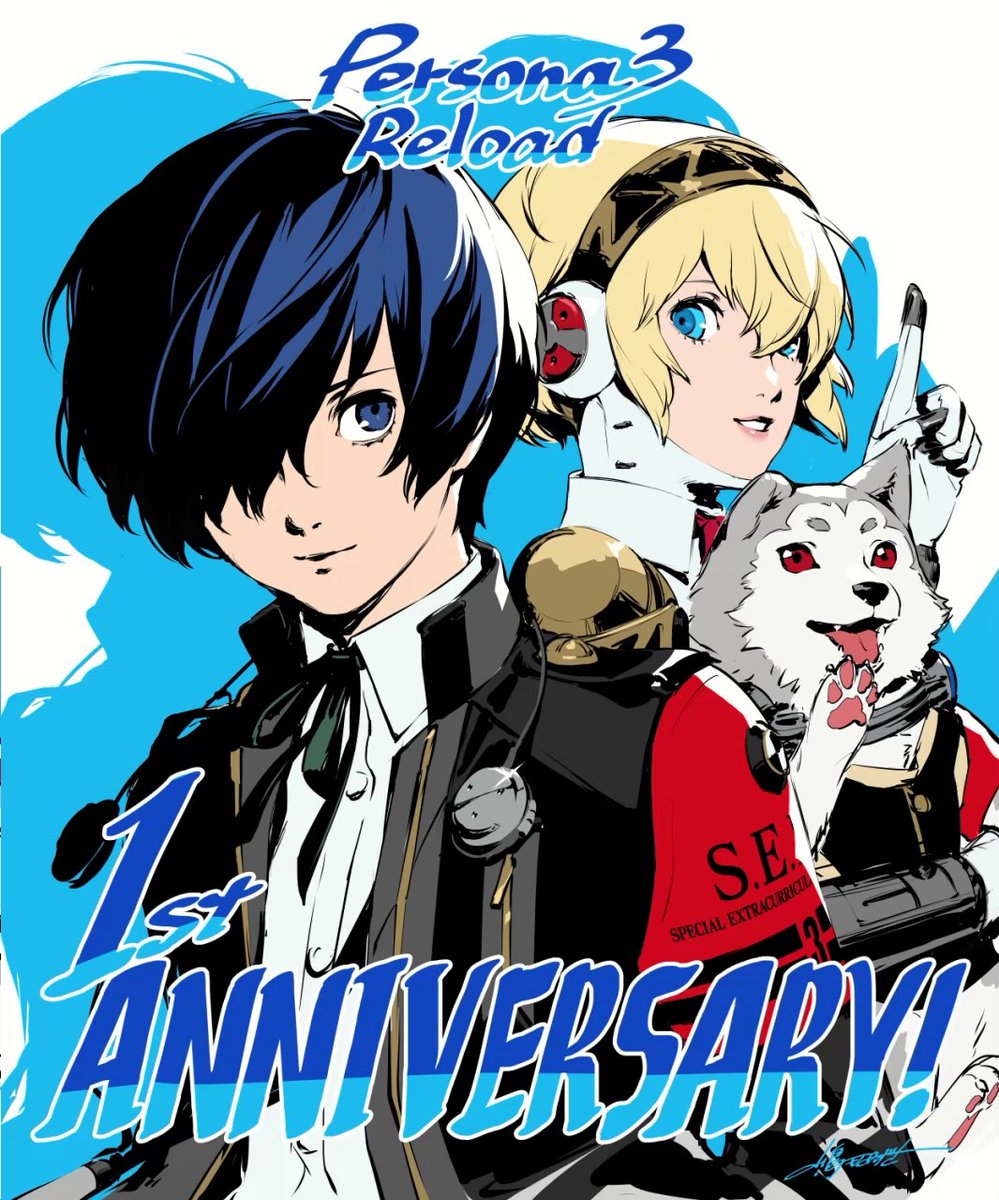 Happy anniversary to Persona 3 Reload, from the Protag, Aigis, and Koro-chan! 💙 🎨 Azusa Shimada, P3R Character Designer