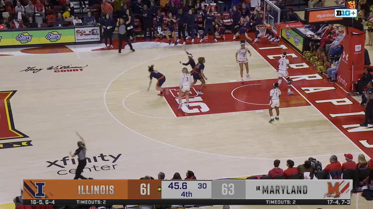 CLUTCH FACTOR 📈 brynn shoup-hill adds 3 more on the board! :45 Q4 | #Illini 64, Maryland 63 📺 - B1G+