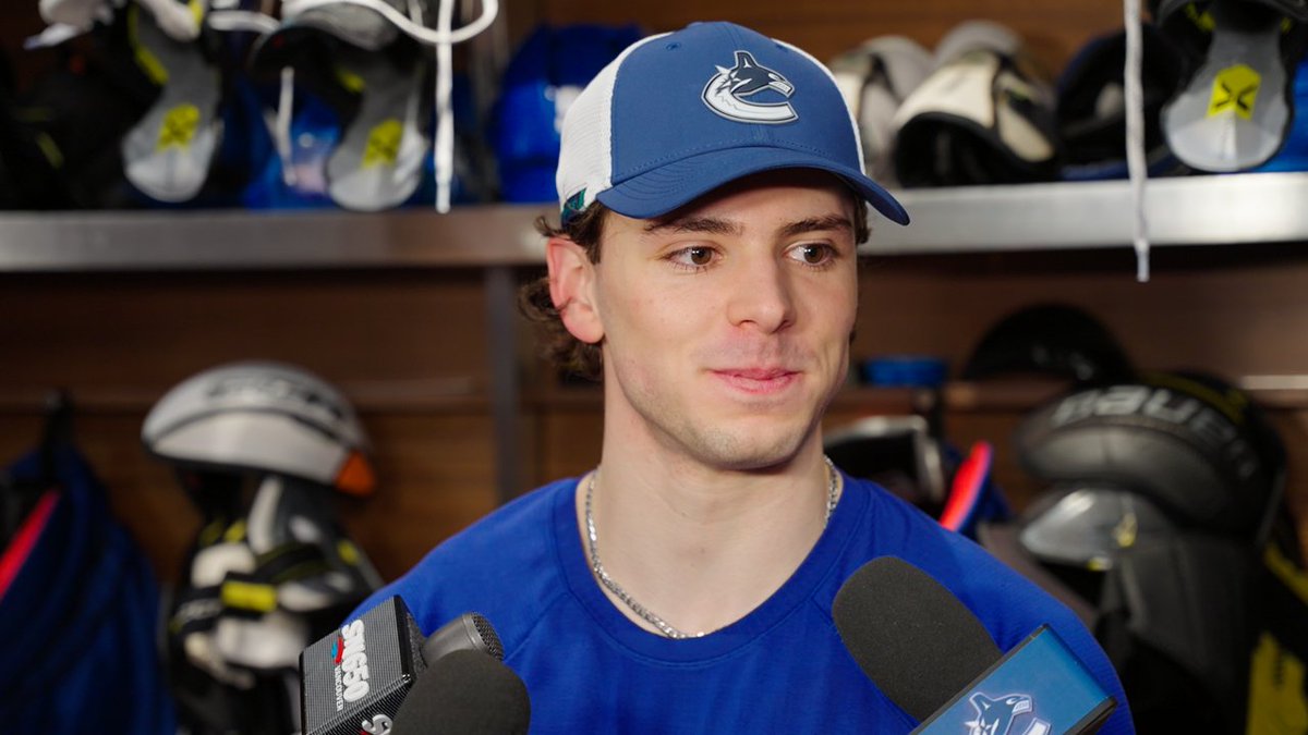 “I’m really excited to pick their brains. Players, coaches, everyone. Being a young guy, being a rookie, I just want to be a sponge, take in as much information as I can. Learn, get better, and help this team.” 🗣 Hear from new Canuck, Victor Mancini. #Canucks | The Province