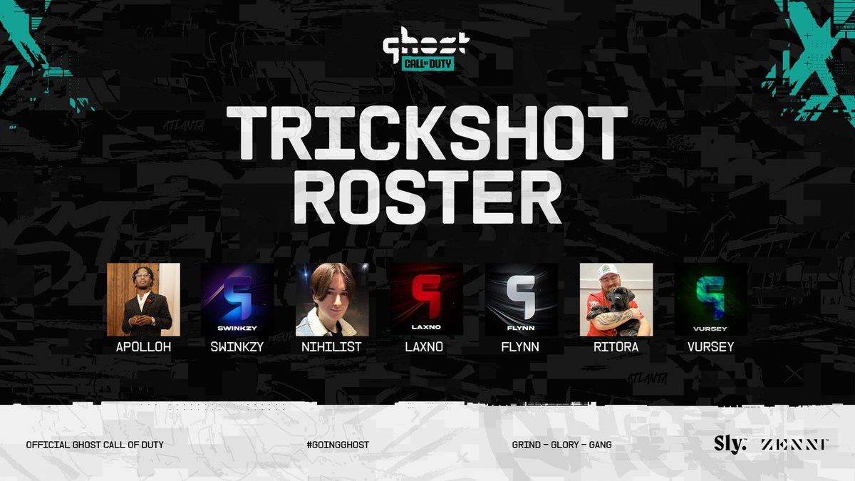 INTRODUCING GHOST GAMING TRICKSHOTTING 🎯 Welcome to the team! @GhostNihilist Ghost Flynn Ghost Laxno Ghost Swinkzy Ghost Apolloh SoaR Vursey Ghost Ritora ❀