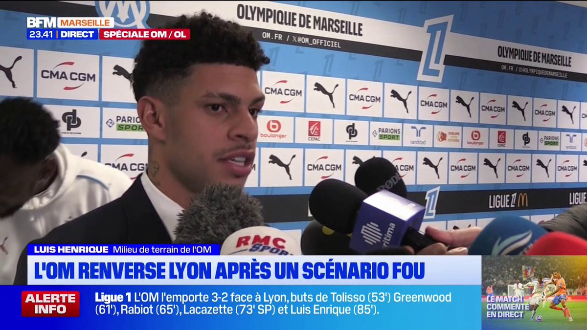 Les mots de Luis Henrique après avoir offert la victoire à l'OM vs Lyon. 🎥 BFM Marseille Provence
