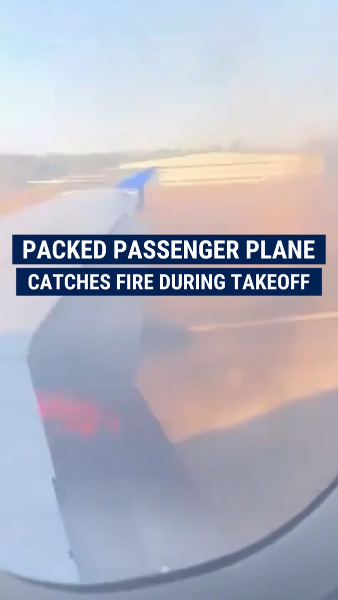 FLIGHT FRIGHT: Passengers were evacuated off a United Airlines flight from Houston to New York after a wing of the plane caught fire during takeoff and officials reported "an issue with the engine."