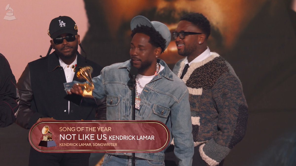 Congratulations Song of the Year winner - "Not Like Us" Kendrick Lamar 🎶 #GRAMMYs