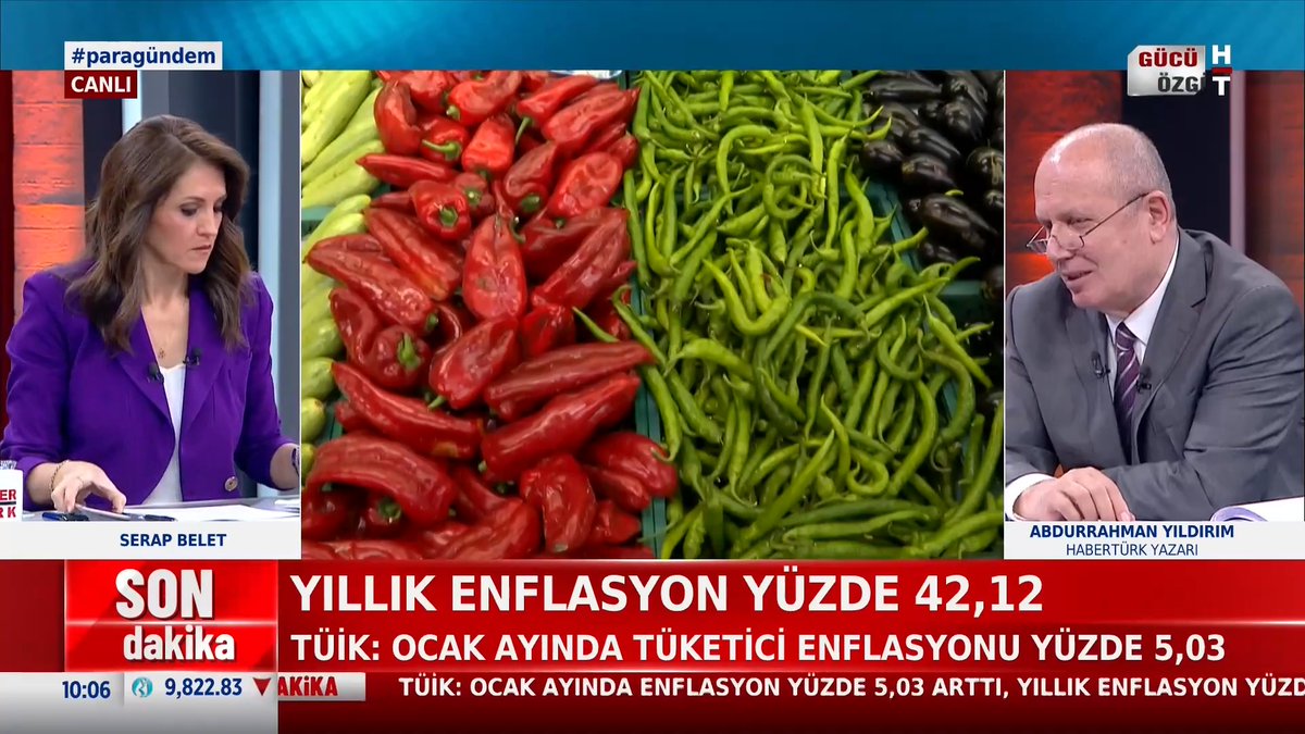 🔴Ocak ayı enflasyon rakamı açıklandı. Ocak ayı enflasyon oranı aylık %5,03, yıllık ise %42,12 olarak açıklandı. Habertürk Yazarı Abdurrahman Yıldırım (Abdurrahman Yıldırım) #ParaGündem'de Serap Belet'e değerlendirdi.