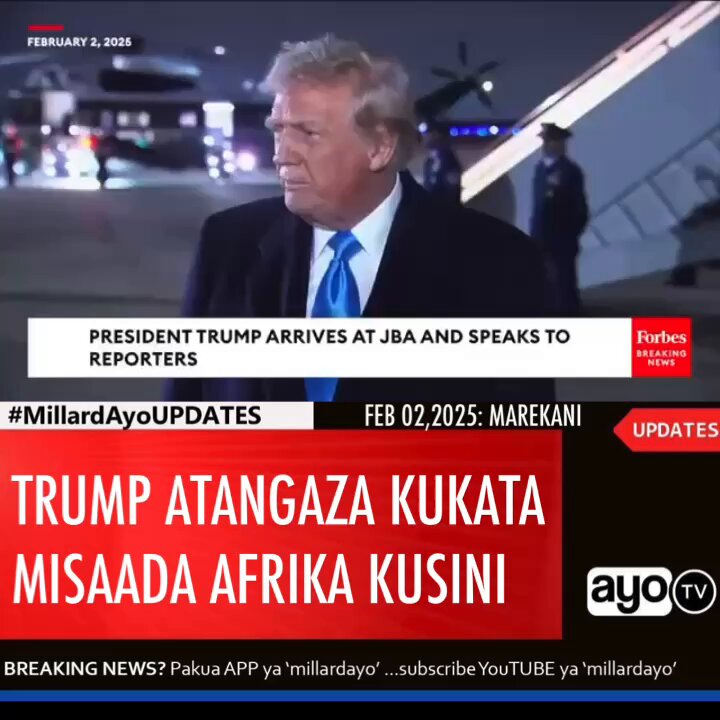 Rais wa Marekani Donald Trump amesema atasitisha misaada yote ambayo Marekani inaipa nchi ya Afrika Kusini mpaka pale uchunguzi utakapofanyika ili kujiridhisha kuhusu madai kwamba Viongozi wa Afrika Kusini wanajenga matabaka kwenye umiliki wa ardhi nchini humo na wanapanga kuwapokonya Wazungu ardhi wanazomiliki huku pia akisema Watu weupe wananyanyasika Afrika Kusini. Trump ametoa kauli hiyo kupitia akaunti yake kwenye mtandao wa Truth ambao anaumiliki na kisha baadaye akakazia kauli yake wakati akiongea na Waandishi wa Habari. Trump amesema kuna uvunjifu mkubwa wa haki za binadamu unafanyika nchini Afrika Kusini na Marekani haiwezi kukubali hilo liendelee, kauli ya Trump inakuja kufuatia Swahiba wake Elon Musk ambaye ni Raia pia wa Afrika Kusini wiki kadhaa zilizopita kulalamikia unyanyasaji wa Watu weupe unaofanywa nchini Afrika Kusini. #MillardAyoUPDATES