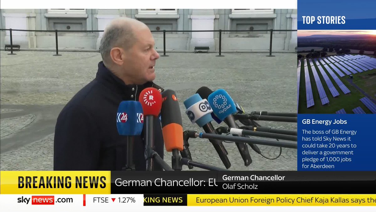 BREAKING: German Chancellor Olaf Scholz says that the EU is strong enough to react to any tariffs imposed by the US.